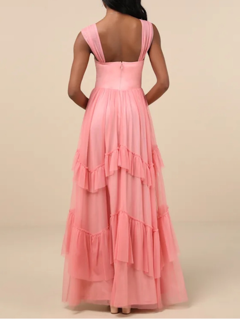Lulus Pink Mesh Off-the-Shoulder Stunning Personality Maxi Dress Size Large - Picture 7 of 7